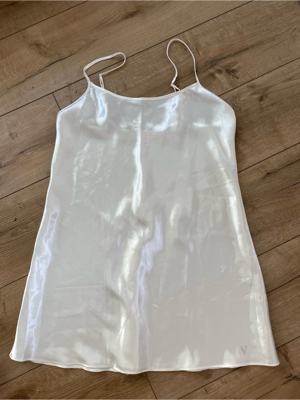 Vintage Victoria's Secret White Satin Slip Dress Y2K Pink Ribbon Tag M